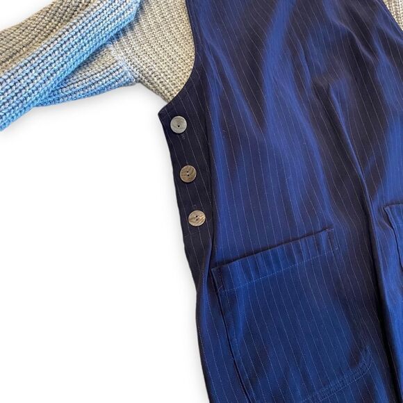 Vintage Pinafore Modest Erika Studios Navy Blue Sleeveless Maxi Dress - Picture 2 of 8